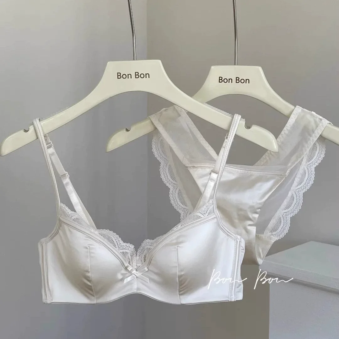 French Lace Underwear Female Breathable Thin Section Adjustable Anti-Sagging Comfortable Sex Lace Small Breasts Gathered Bra