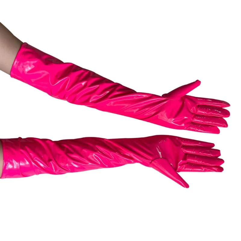 Dark Long Gloves PU Proms Gloves for Operas Stage Performances Evening Dinner Women Gloves Lady Gloves Dropshipping