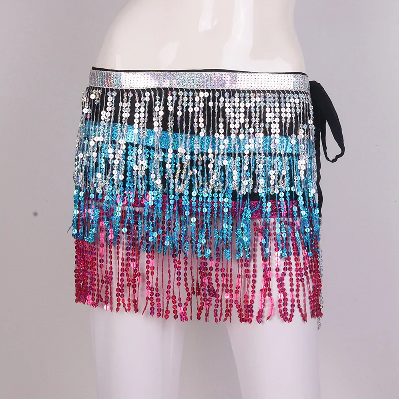 Halloween Belly Dance Butt Towel Performance Sequin Tassel Waist Chain Bohemian Waist Towel Sexy One-Piece Short Skirt