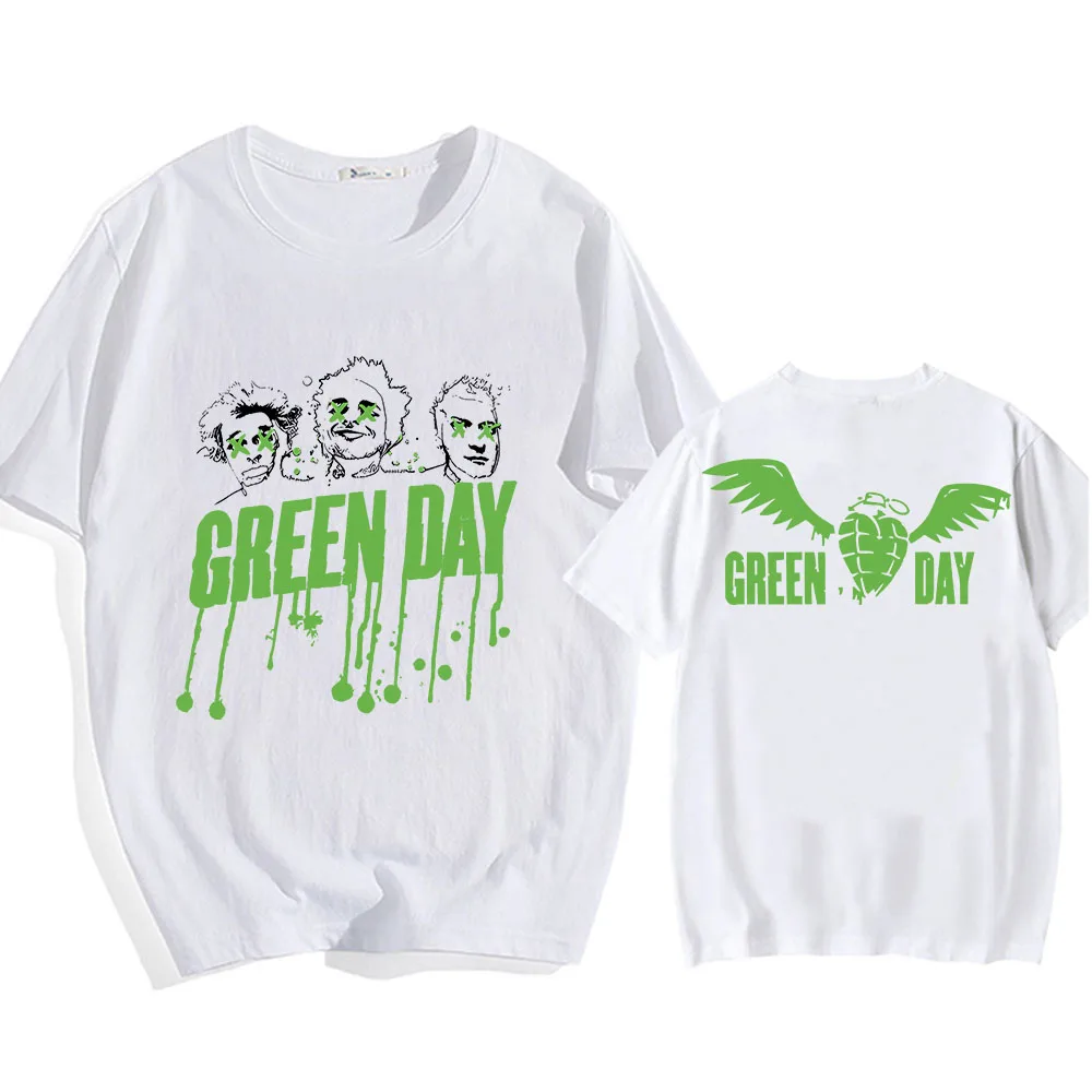 Green Day Saviors Band T Shirt Back Printing Hip Hop Cotton Tee-shirt Short Sleeve Gothic Grunge Tshirt Ropa Hombre O-neck Tees