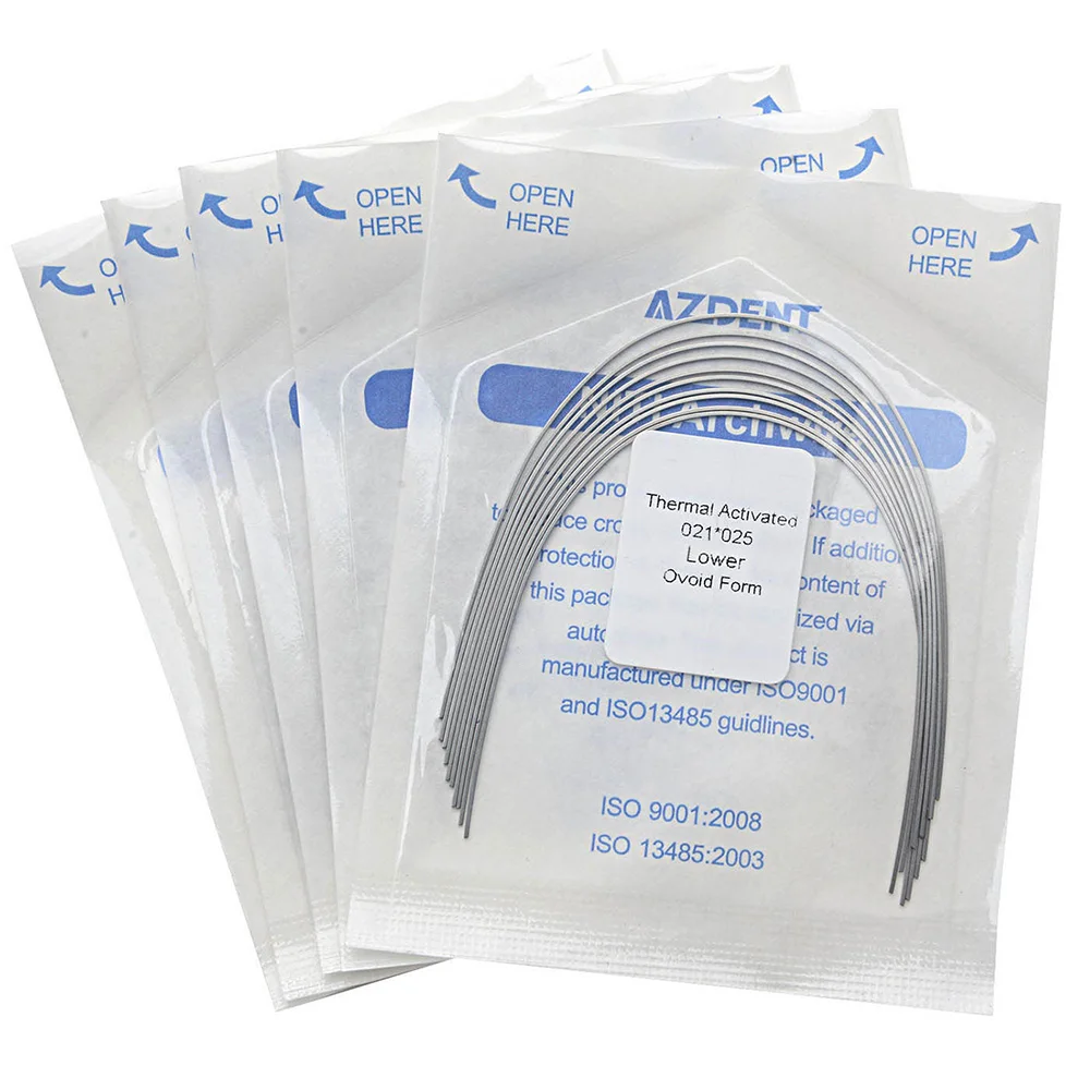5 Packungen AZDENT Dental Kieferorthopädische Niti-Wärme-wärmeaktivierte Bogendrähte, rund, rechteckig, eiförmige Form, 10 Stück/Packung, Zahnmedizin – Detail 7