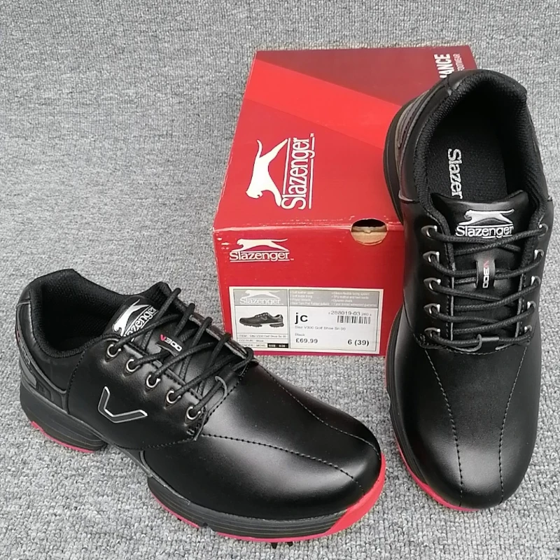 Professional Golf Training Man Black Leather Athletic Shoes Mens Anti Slip Golf Shoes Men