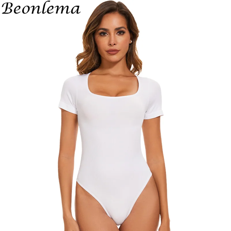 Women\'s Short Sleeved Bodysuit Sleeve One Piece Seamless Shaperwear Tummy Control Body Shapers Round Neck Bottoming Shirt