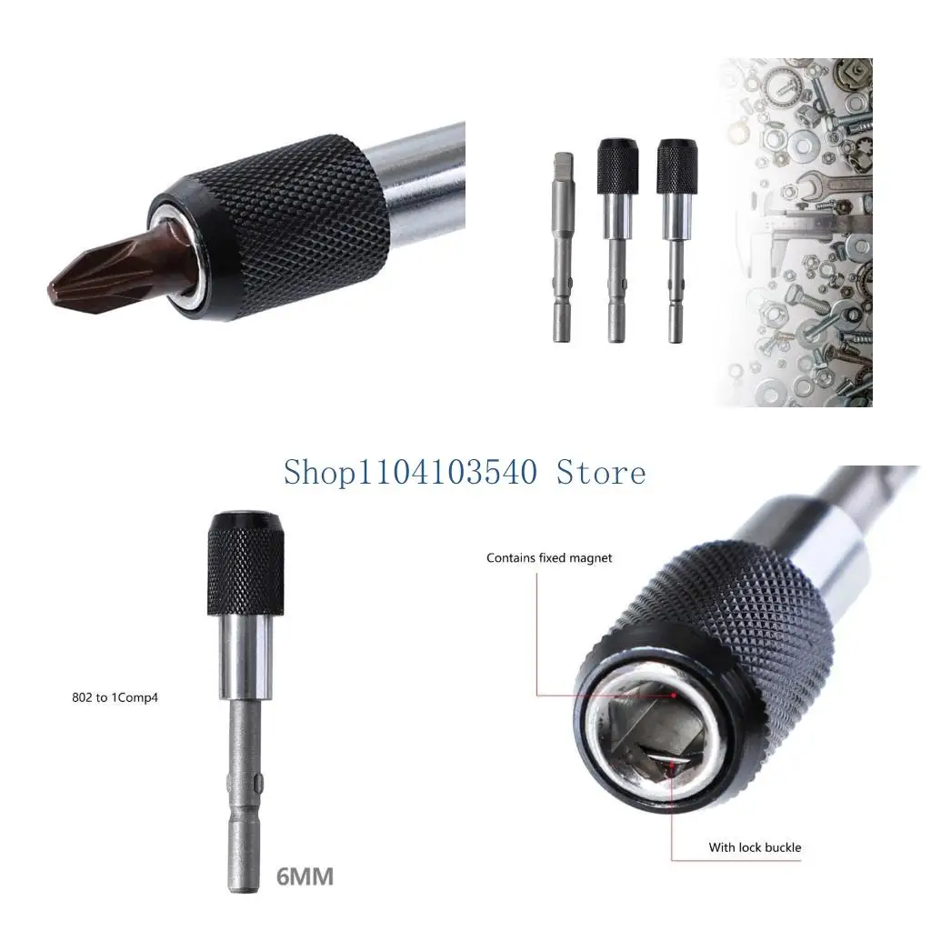 02DC 3Pcs/set 801 802 to 1/4 inch Hex Shank Magnetic Screwdriver Bit Holder Quick Release Electric Drive Bar Drill Tools