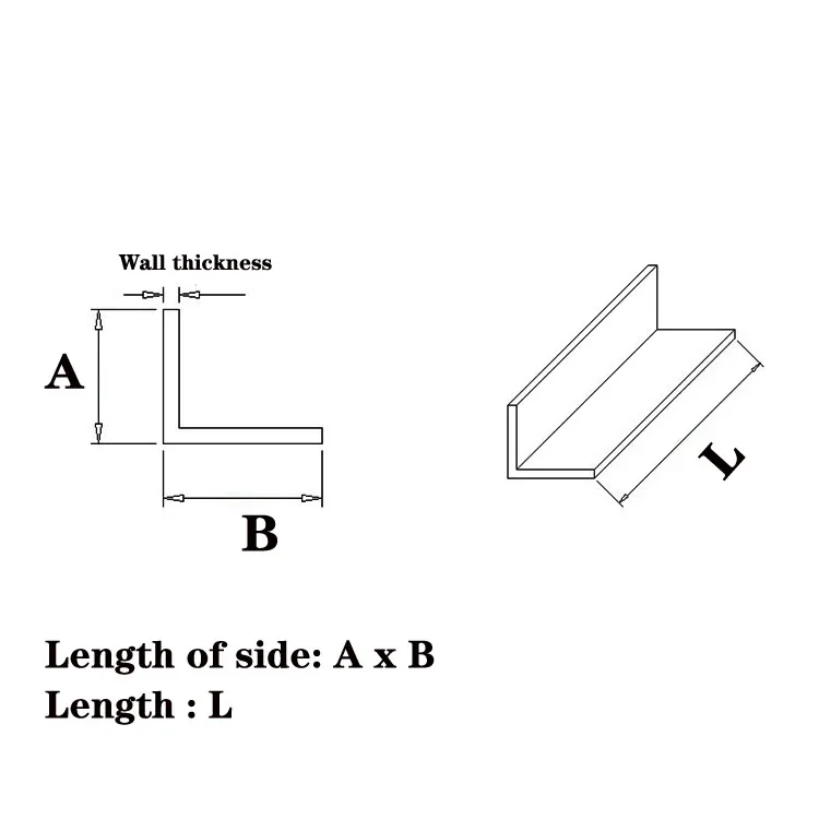 Imagem -06 - Comprimento 500 mm 6063 Ângulo Reto de Alumínio Grosso mm em Forma de l Canto Igual Liga de Alumínio 90 ° Perfil Triangular de Afiação Angular