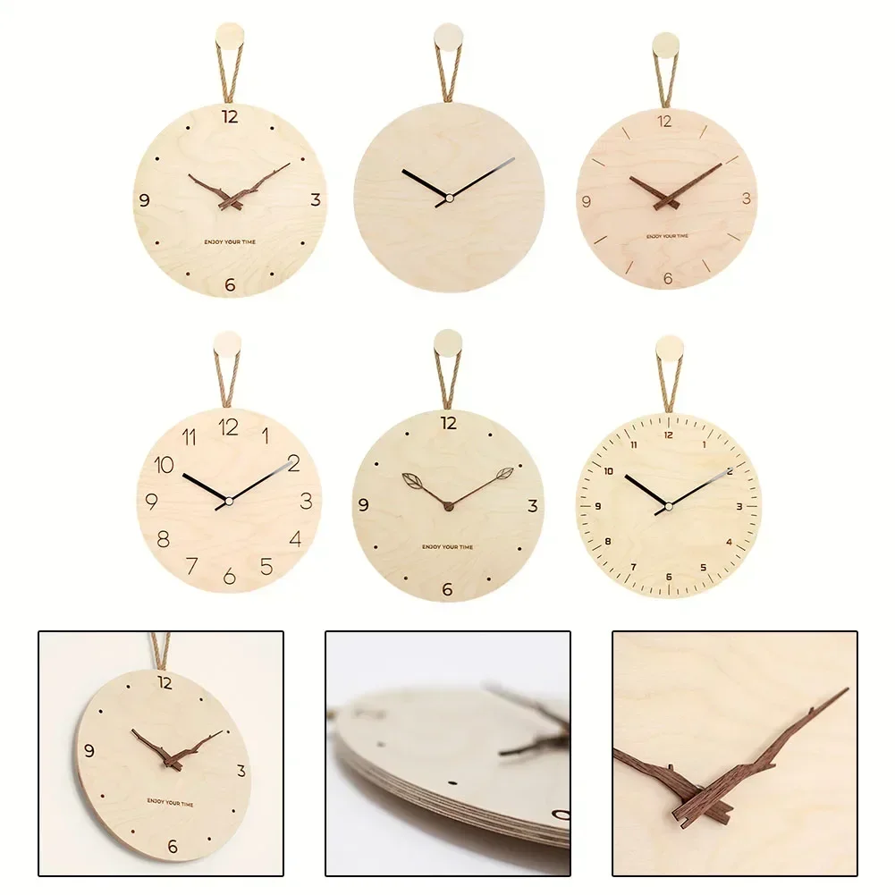 Nordic Minimalist Wooden Hanging Clock Wall Hanging Mute Quartz Clock Creative Digital Wall Clock Study Room Bedroom Decor