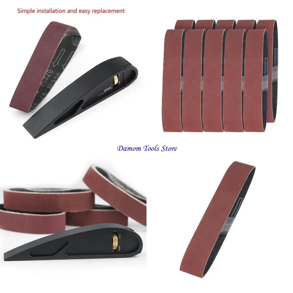 57be-10-個-25x330mm-サンディングベルト-120-320-600-グリットサンダーペーパー実用ベルトサンダーメタルウッドアルミグラスファイバー用