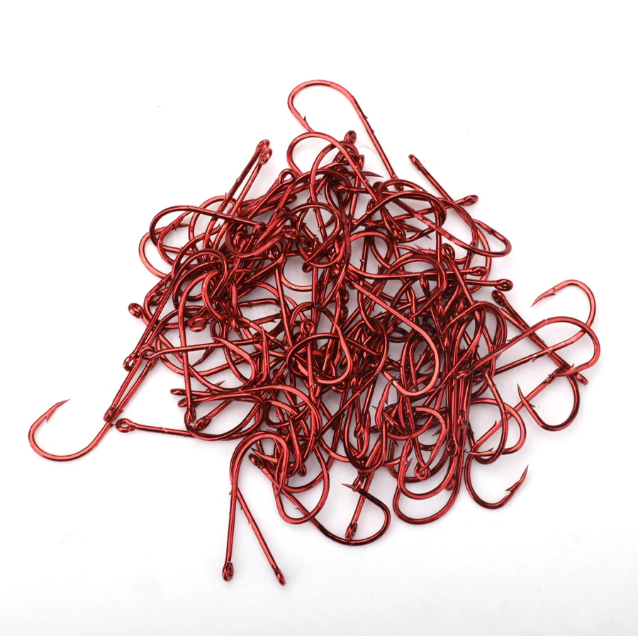 FTK High Carbon Steel Fishing Hook Double Barb Red 1/0#-4/0#50pcs 1#-10#100pcs  Fishhook Baitholder Hook Carp Fishing