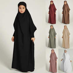 子供のためのイスラム教徒のアバヤドレス,ラマダンのための無地のカフタン,子供へのギフト
