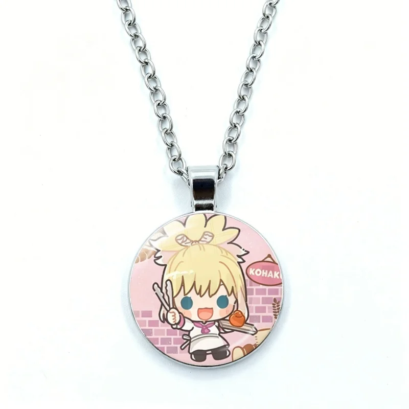 Senku Gen Asagiri Chrome Cartoon Necklace for Women Jewelry Anime Figure Ryusui Kohaku Cabochon Glass Pendant Necklace Wholesale