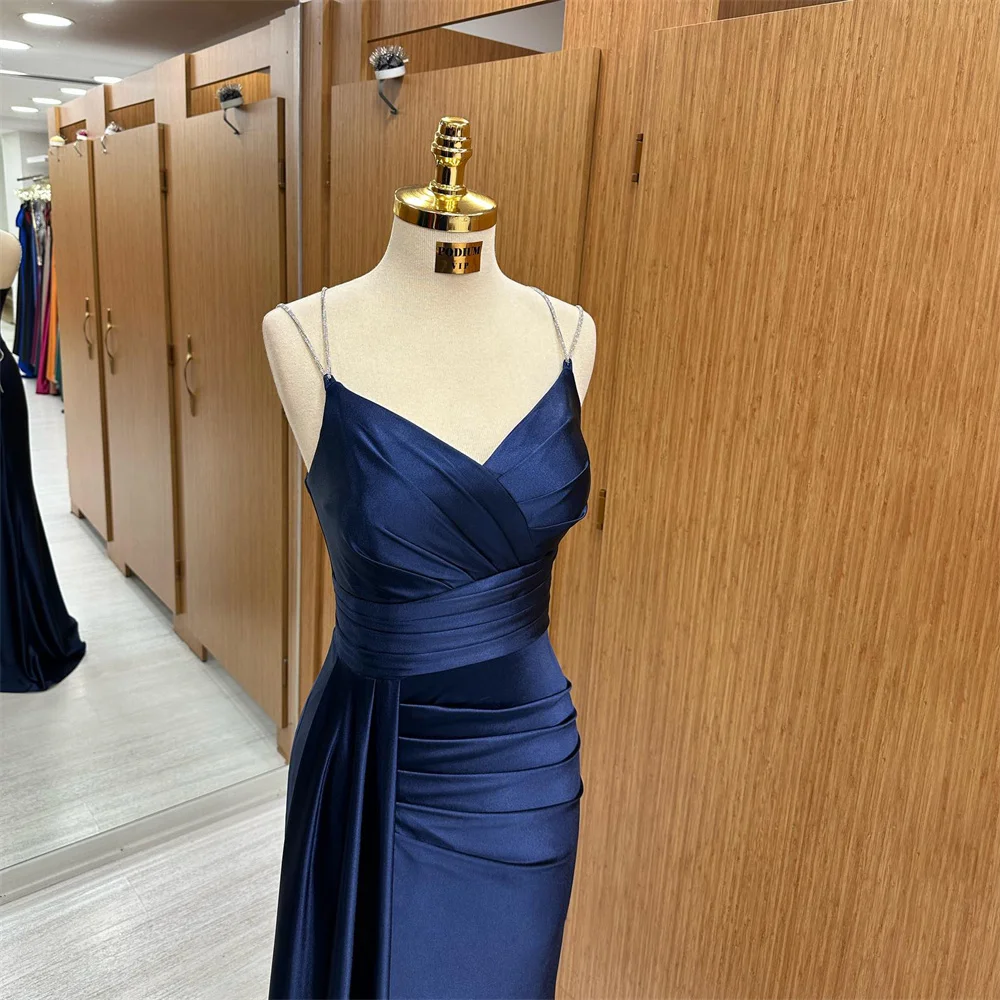 Lily Spaghetti Strap Formal Dress V Neck Sleeveless Party Dress Stain For Wedding Royal Blue Special Occasion Dress robe soirée