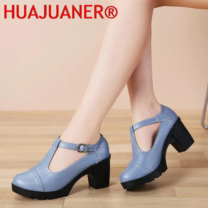 2023 Women Pumps Silvery High heels Lady Genuine Leather Thick with Spring Summer Round Toe Single Shoes Female High Heels 34-43