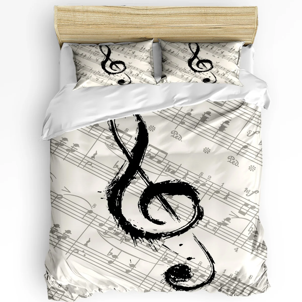 

Music Notes Sheet Vintage Duvet Cover with Pillow Case Custom 3pcs Bedding Set Quilt Cover Double Bed Home Textile