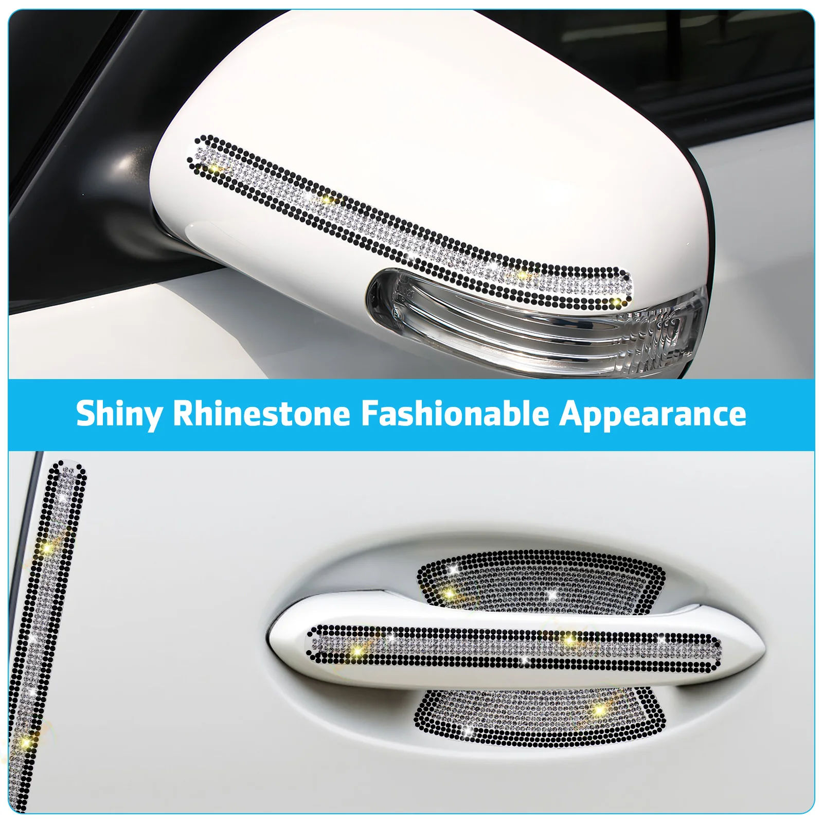 

1 set PVC Scratch Resistant Guard Handle Bowl Anti-Collision Guard for Vehicle Exterior Door Knob Rhinestone Decor Easy Install