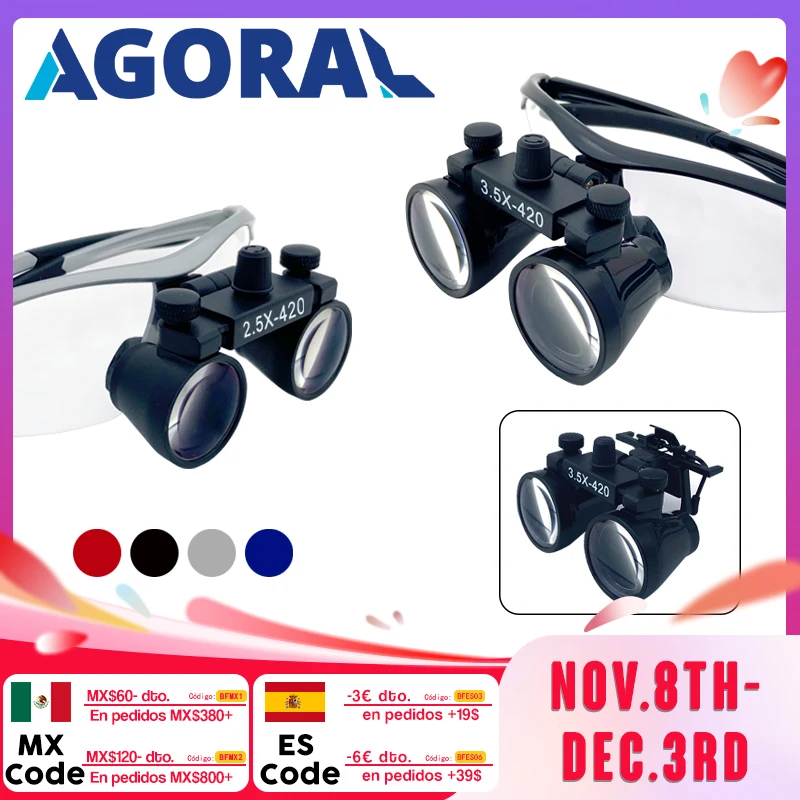 Lupas dentales lupa Binocular 2,5X 3,5X aumento negro/rojo/azul/plateado lupa médica lupas de cirugía Dental