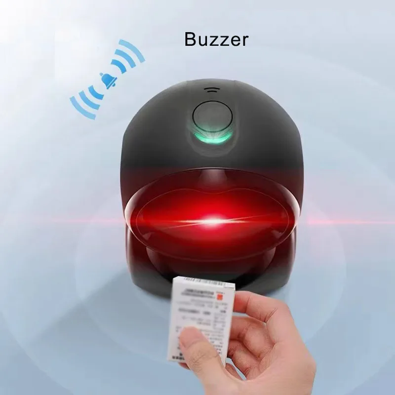 HBAPOS Desktop 2D QR Barcode Scanner Hands-Free Omnidirectional USB Wired Barcode Reader 1D QR Screen Barcodes Scanning