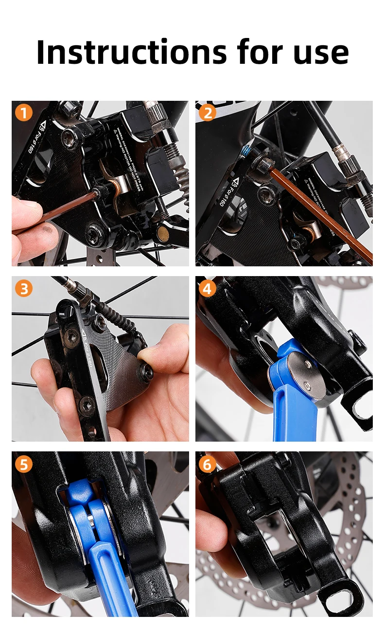 2-in-1 Langlebiges Stahl-Fahrradbremswerkzeug 360 ° Drehbarer Bremsbelagverteiler mit Kolbenrückstellung für MTB, Rennrad und E-Bike Hydraulische Scheibenbremse – Detail 11