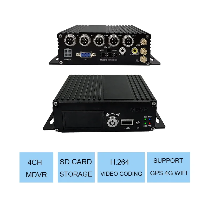 車両追跡システム SDカード 4ch MDVR 4G GPS WIFI ワイヤレスモバイルデジタルビデオレコーダー モバイルDVR