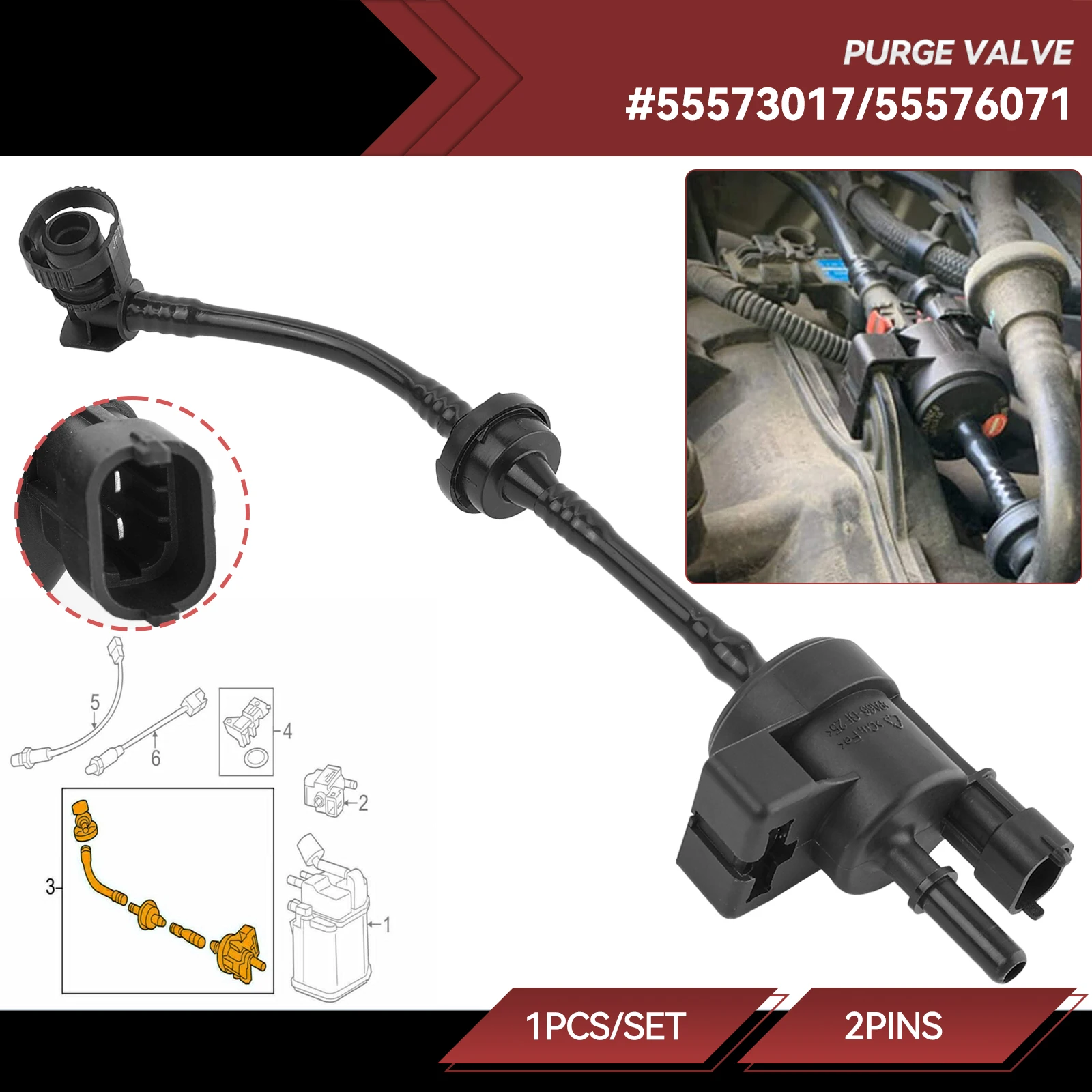 Elektrozawór upustowy pochłaniacza oparów do Buick Encore Chevy Chevrolet Cruze Sonic 1.4L Vauxhall OPEL 55573017 0280142505 55576071