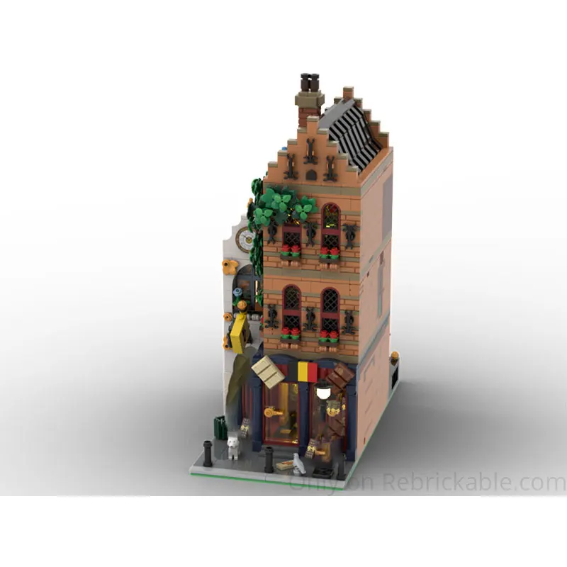 MOC City Street Belgian Chocolate Shop Customize Modular Building Block Creative Design Educational DIY Assembly Toy Gifts
