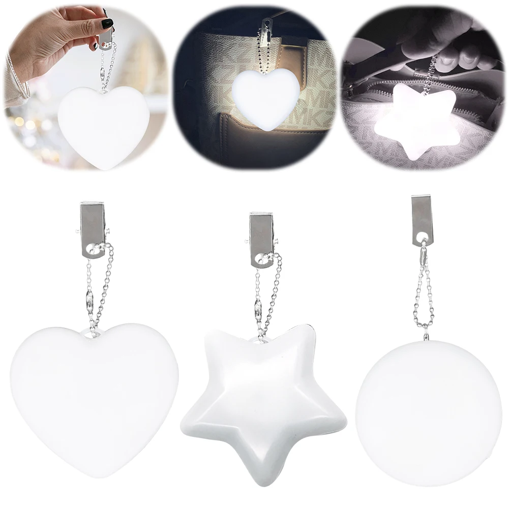 1-3Pcs LED Handbag Light Touch Sensor Heart Round Star LED Purse Night Light Bag Lamp with Clip for Women Mother's Day Gifts