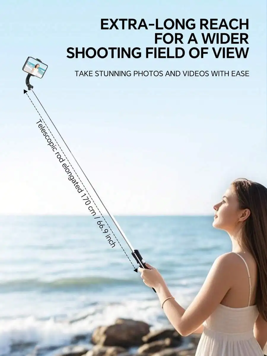 

170cm Extendable Selfie Stick With Remote For Smartphones Tripod Monopod 360° Rotation Stable Shooting