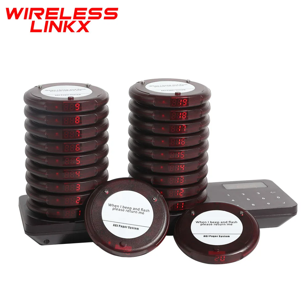 Wireless Restaurant Pager System Calling Coaster Buzzers Dual Charging Base For Cafe Church Clinic Food Court Food Truck