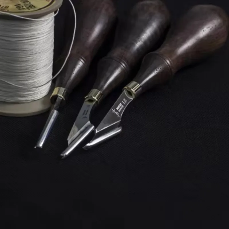 Высококачественная кожаная канавка из орехового дерева DC53, стальная штамповка, процесс криогенной нитриды, профессиональные инструменты для самостоятельного изготовления кожи ручной работы