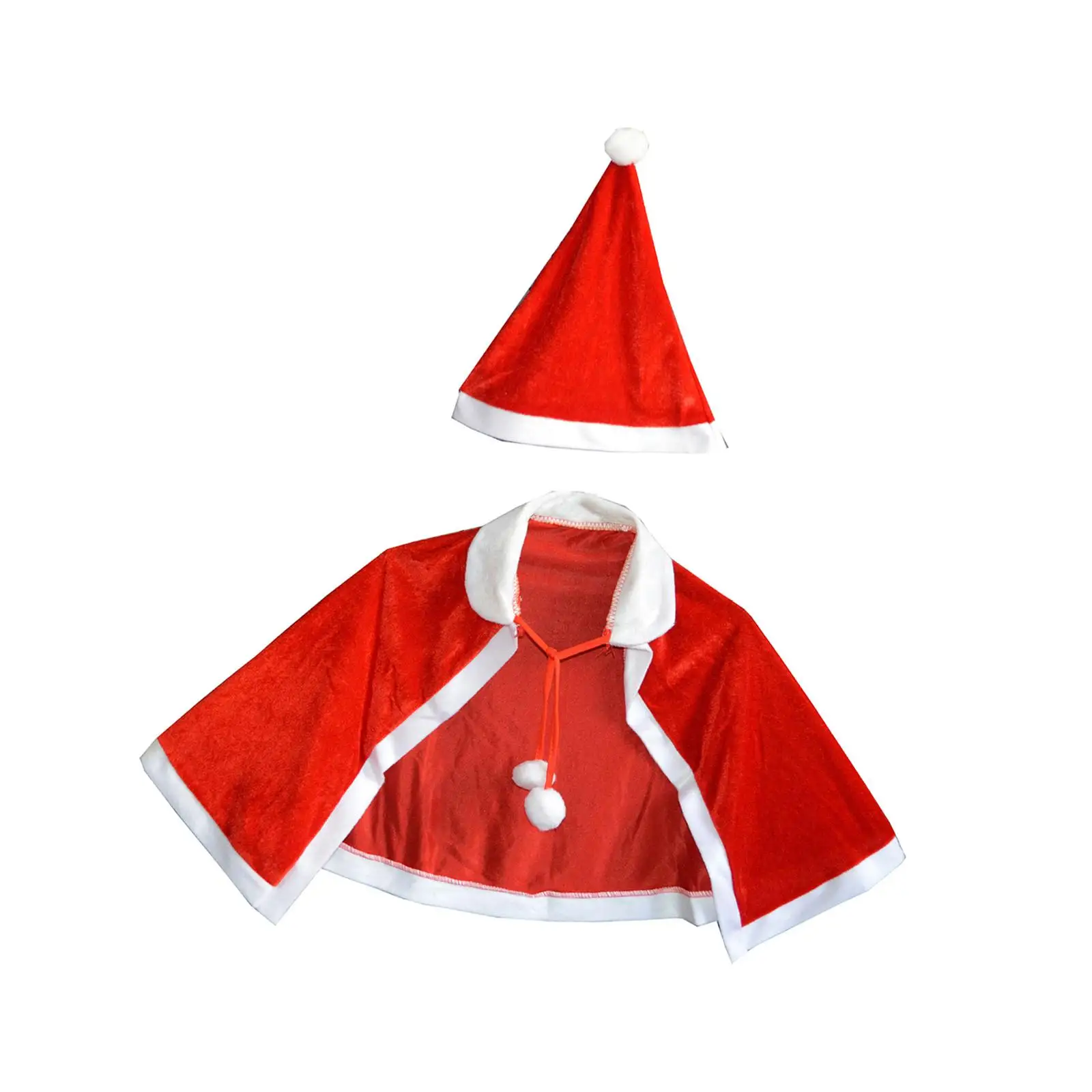 

Рождественский плащ, накидка Санта-Клауса, халат с плюшевыми шариками, Рождественский костюм на шнуровке, плащ для Хэллоуина, карнавала, праздничного реквизита