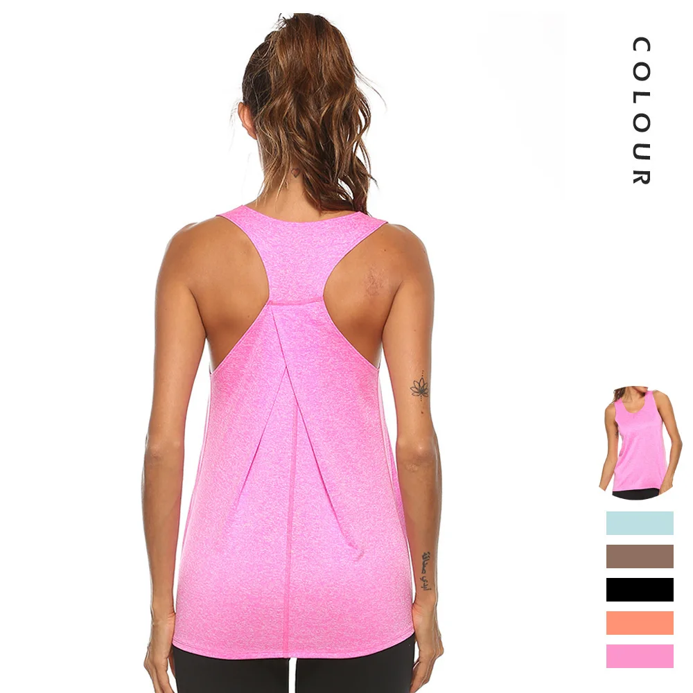 Sleeveless Racerback Yoga Vest Athletic Fitness Sport Tank Tops Gym Running Training Yoga Shirts Workout Tops for Women