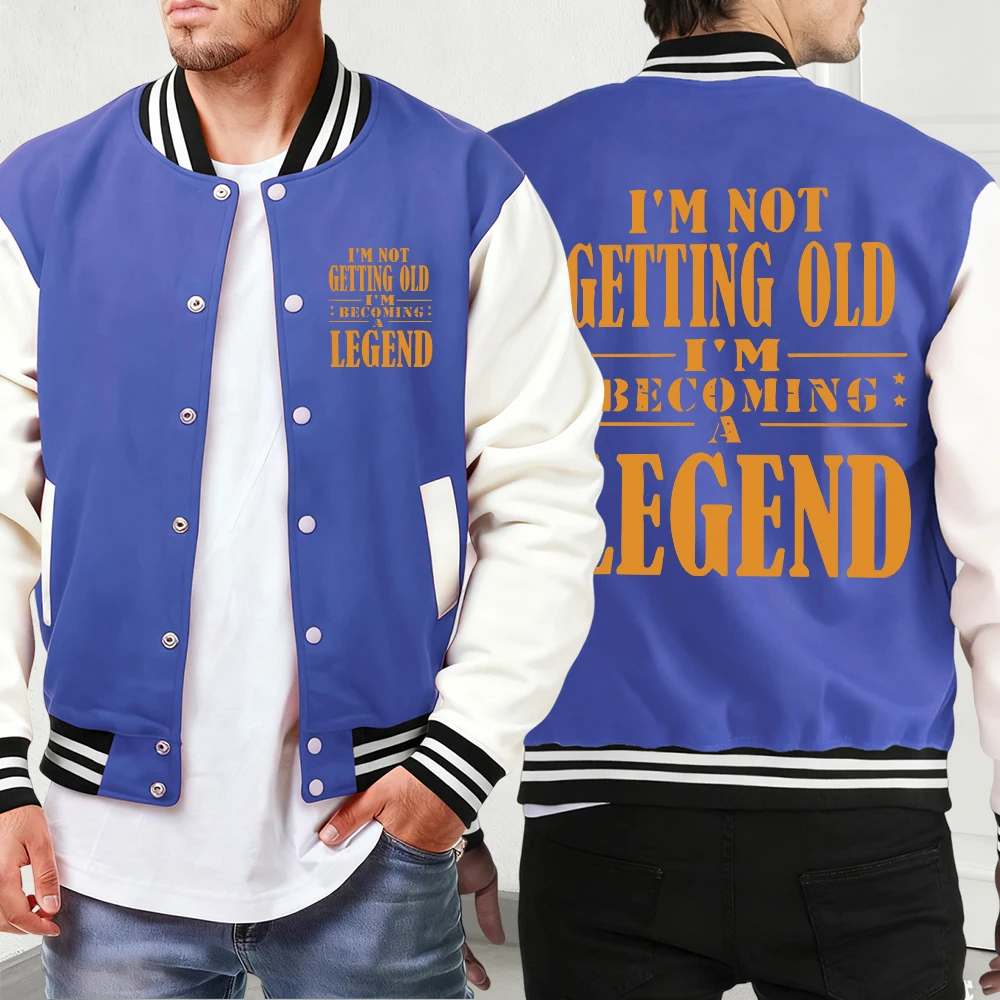 

I'M Not Getting Old Print Autumn New Veste Man'S Street Button Jackets Fashion Vintage Clothes Basics Soft Baseball Uniform