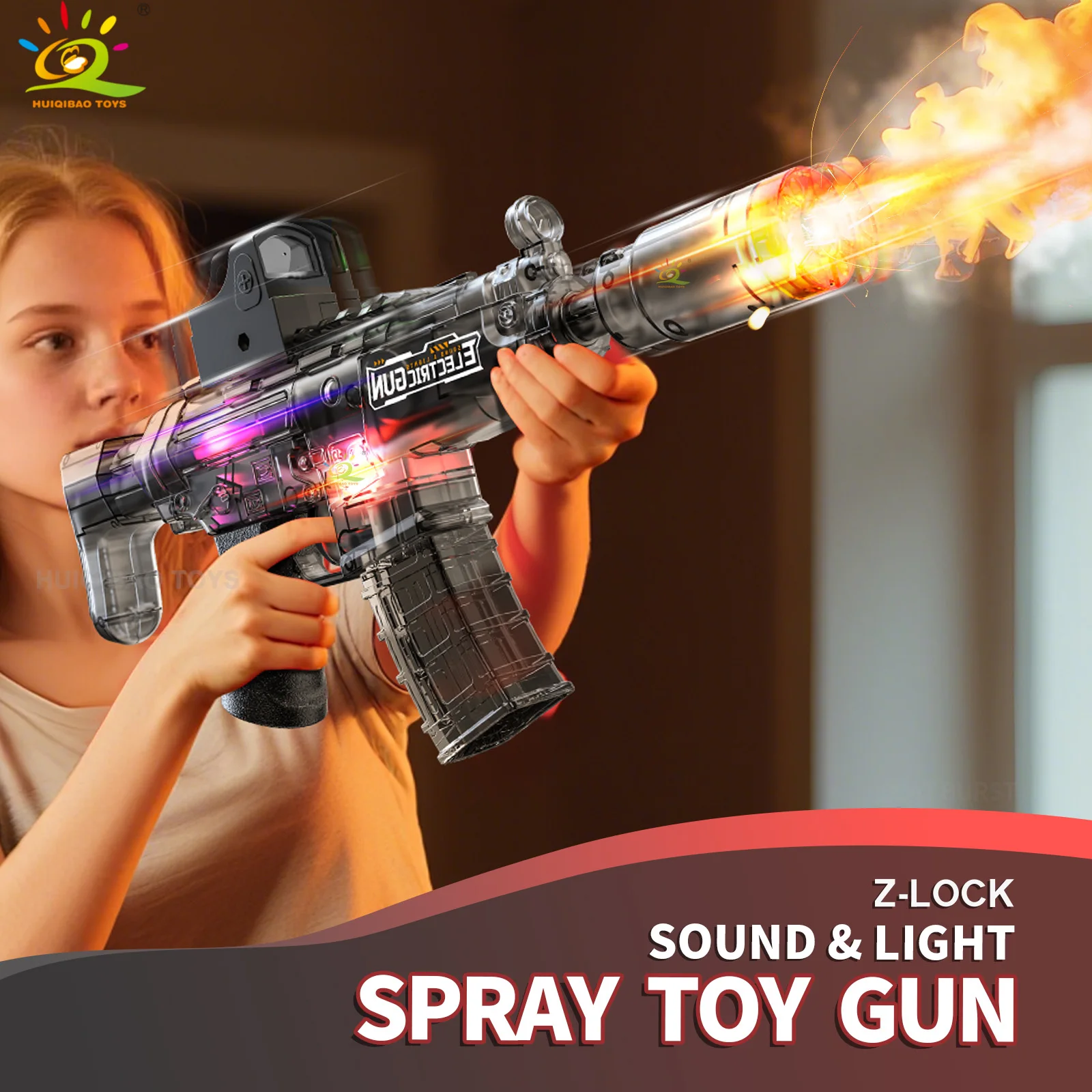 MP5 Interlocking Electric Spray Light & Sound Toy Gun Light-Up Vibrating Barrel Submachine Gun Adult & Child Toy Boy's Gift