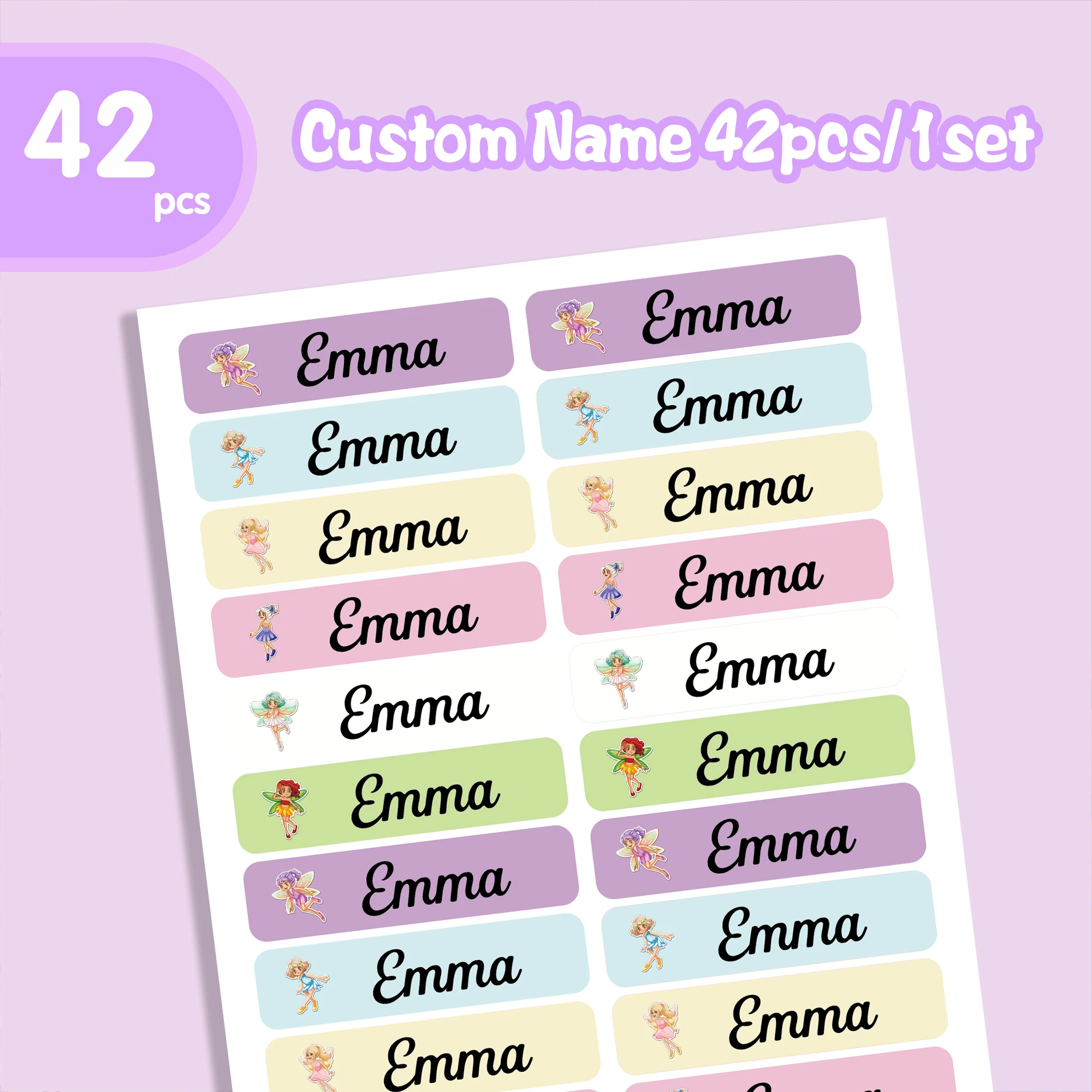 42/84pcs fairy Custom Name Stickers Customized Tag Custom Label Textbook Stickers For Office Supplies, Water Bottle Stickers