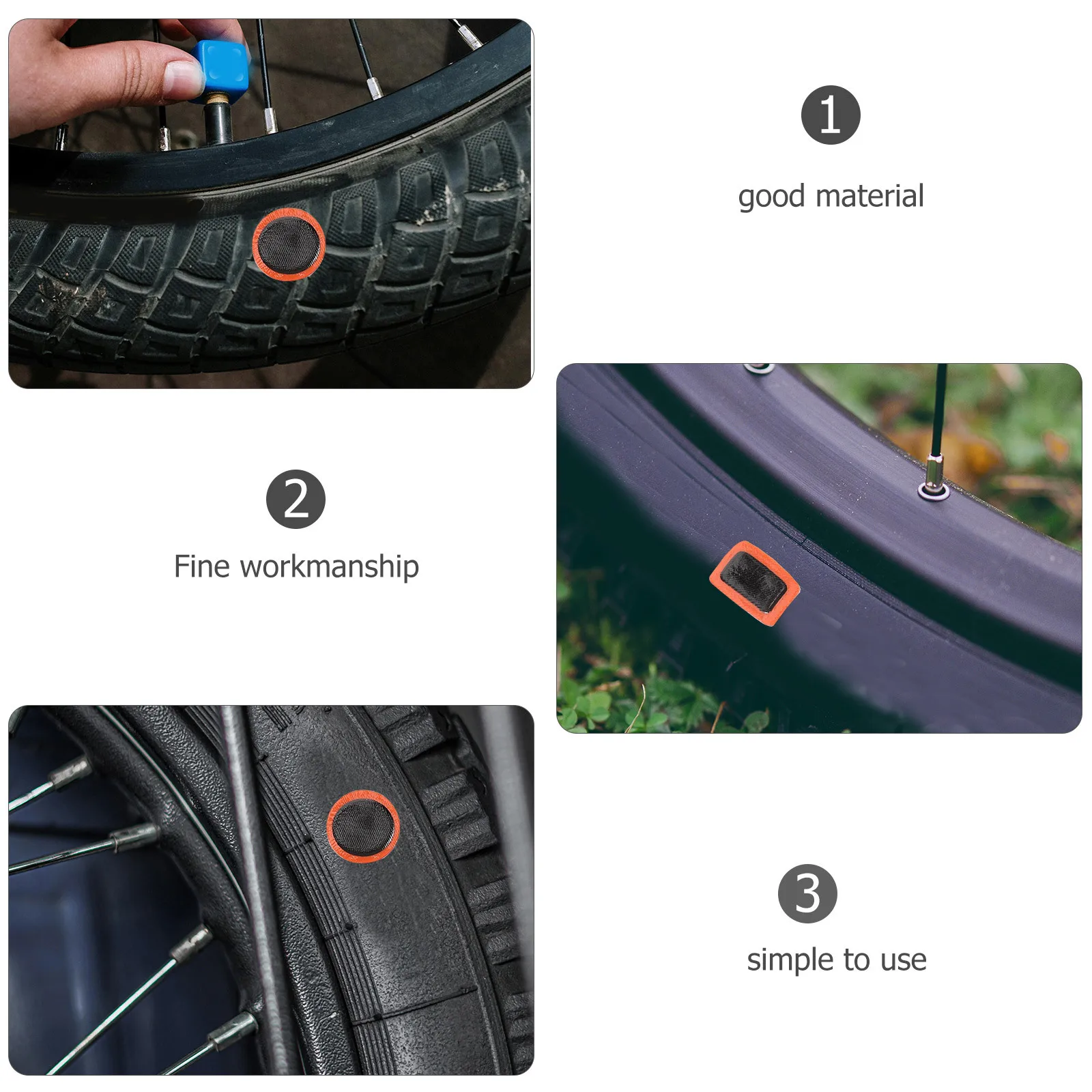 مجموعة رقعة إطارات الدراجة 2 ورقة بدون تصميم غراء بقع متينة لجميع الدراجات سهلة الحمل طقم تصليح الدراجات الداخلي #6