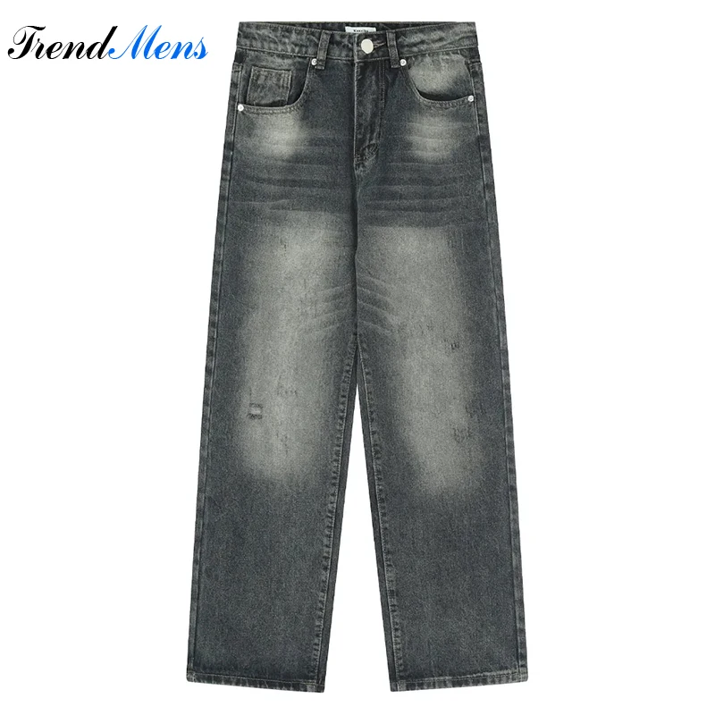 

Jeans for Men Casual Baggy Pants Straight-leg Trousers Ripped Pantalon Homme Streetwear Y2k Kanye Ropa Hombre Youthful Vitality