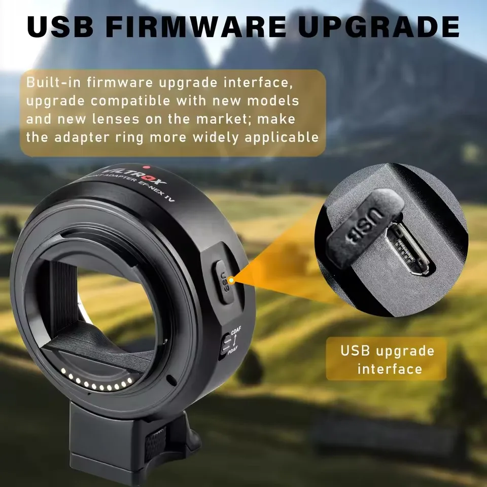 Viltrox EF-NEX IV Auto Focus Lens Mount Adapter Ring Full Frame for Canon EOS EF/EF-S Lenses for Sony E-mount Cameras A9 A77II