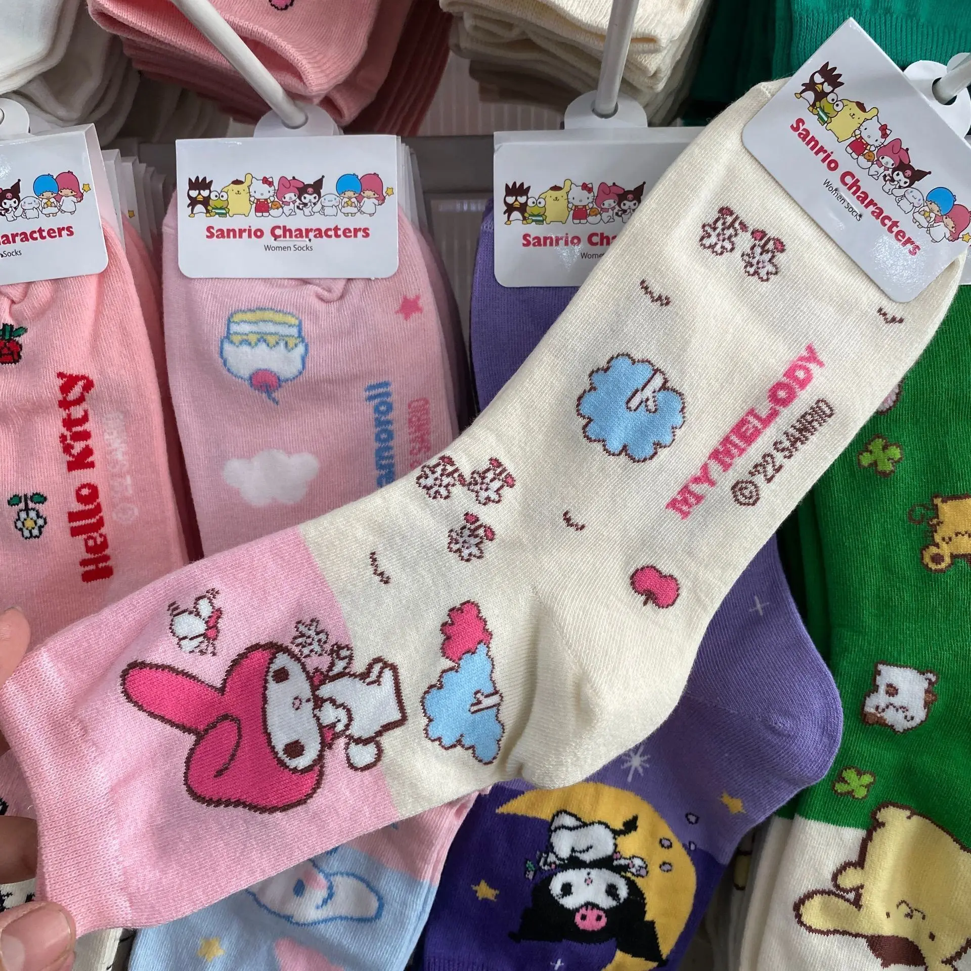 New Sanrio Socks Melody Cinnamoroll Women\'s Medium Tube Sweet Cartoon Cute Kids Socks Girls Little Girl Socks