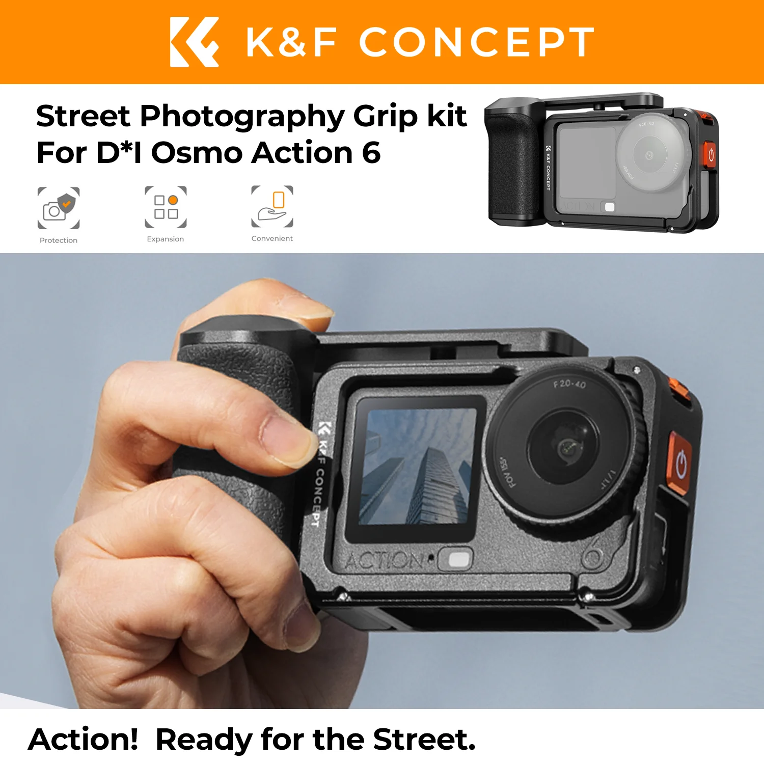 k-f-concept-street-photograph-shooting-grip-cage-for-dji-osmo-action-6-metal-frame-with-magnetic-handle-one-touch-battery-swap