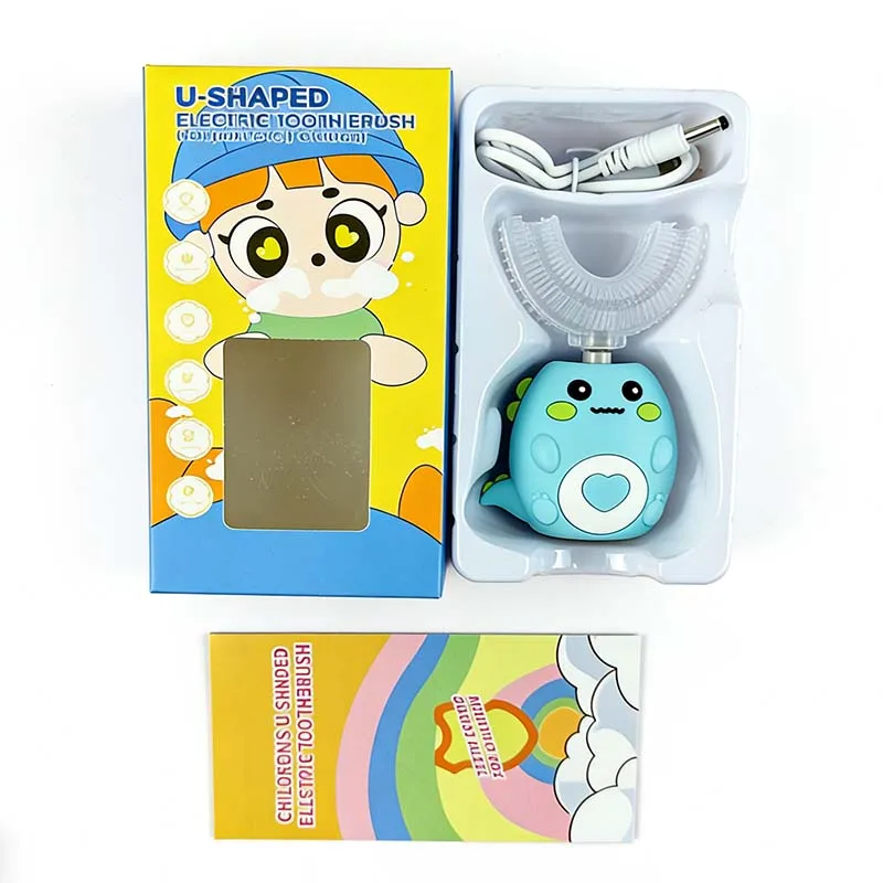 

Портативная детская U-образная звуковая электрическая зубная щетка с мягкой щетиной, водонепроницаемым IPX7 и функцией домашнего отбеливания зубов.