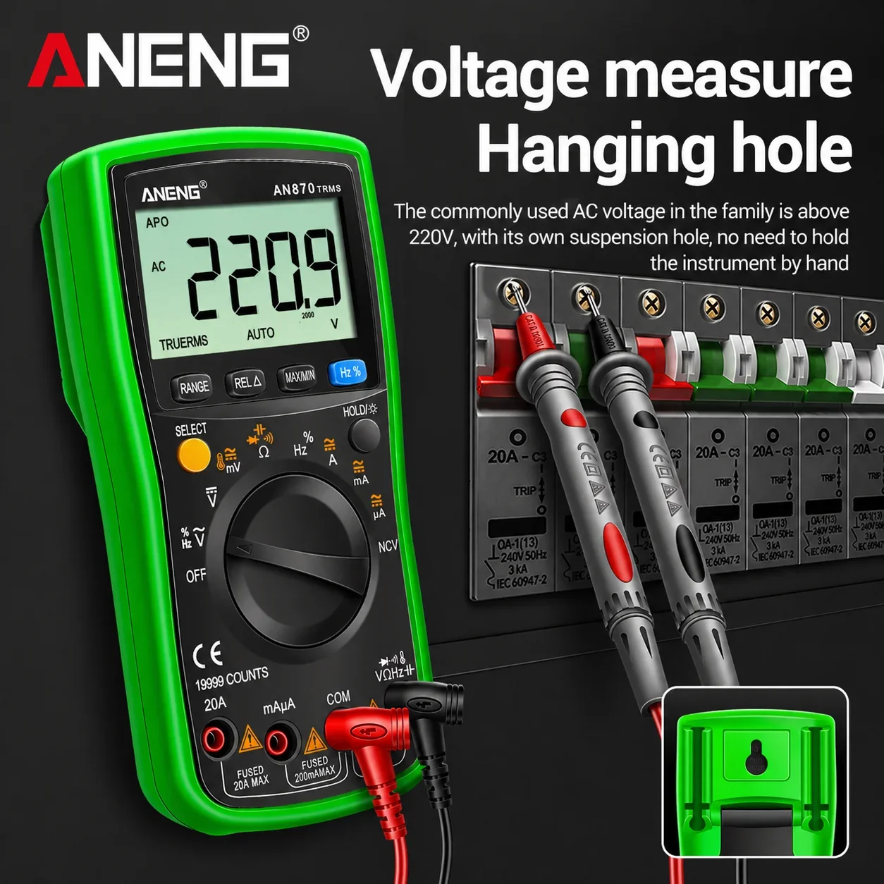 High precision multifunctional digital multimeter ANENG AN870 on/off buzzer full parameter detection electrical test instrument view 4