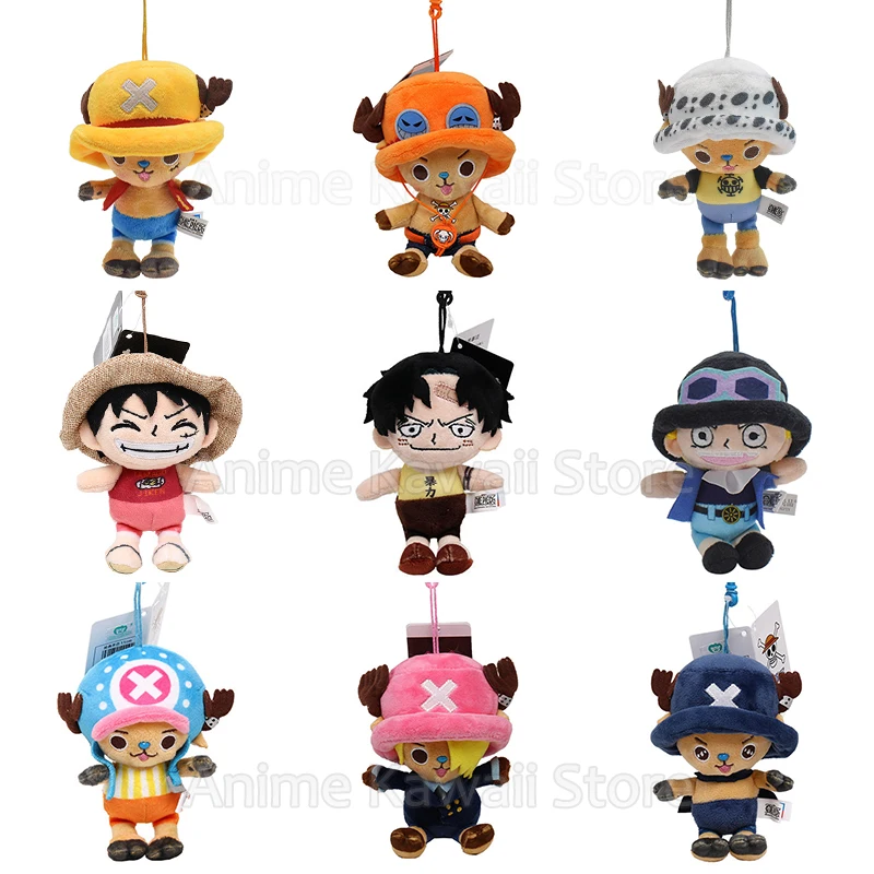 4inch One Piece Figure Plush Toys Keychain Luffy Chopper Sabo Portgas D Ace Soft Stuffed Doll Lovely Cartoon Toy Birthday Gifts