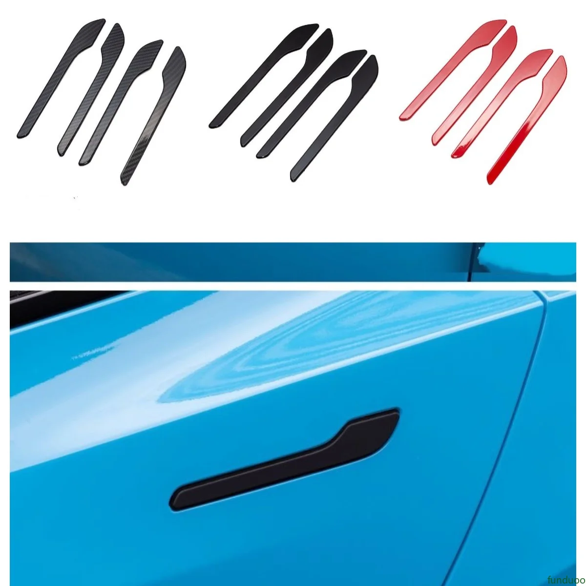 For Tesla Model 3 Y Carbon Fiber Black White Red Car Door Handle Cover Trim Sticker Styling Auto Accessories
