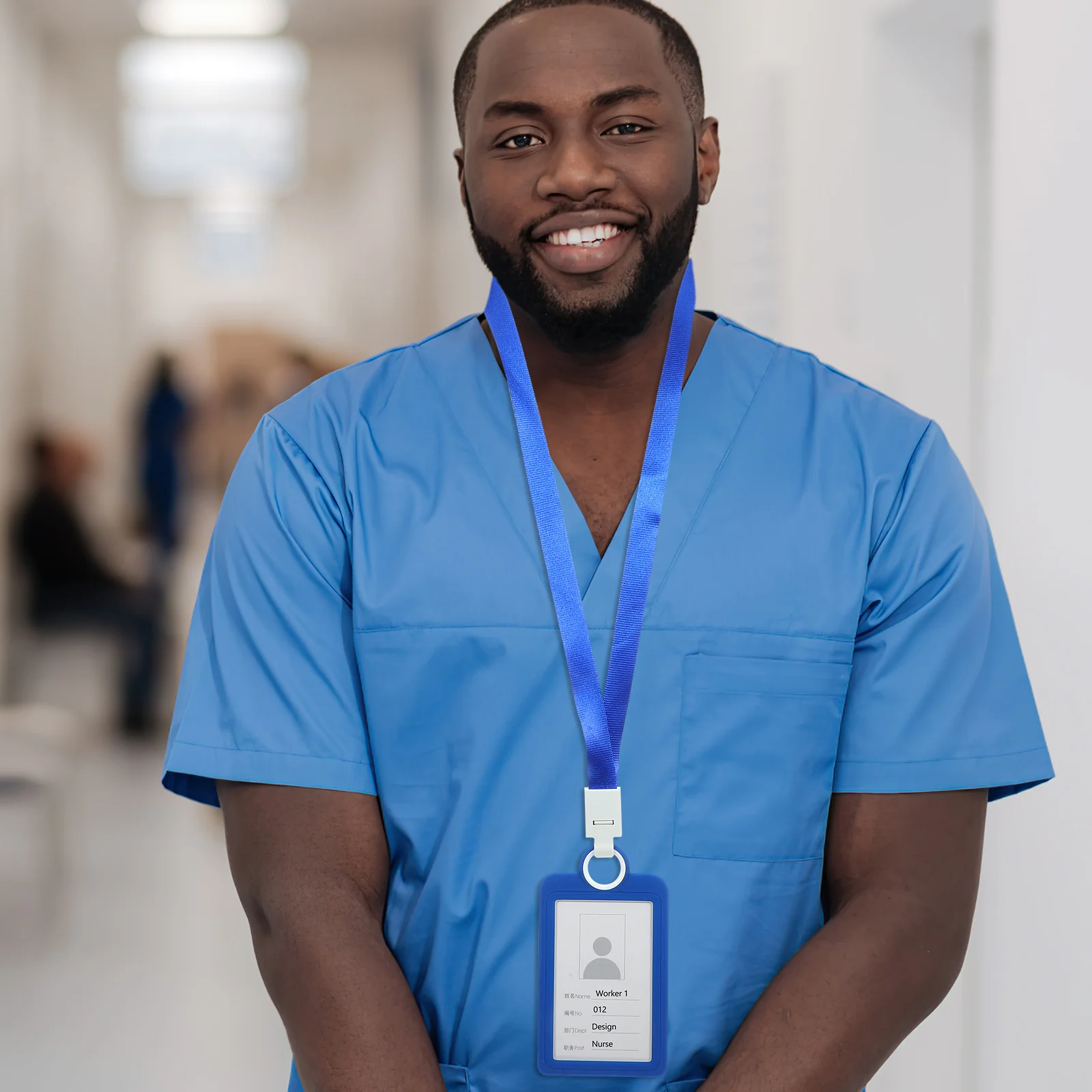 

Soft Silicone Card Holder Compact Lightweight Id Badge Holder Clear Window Protective Sleeve Lanyard Office Employee Name Tag