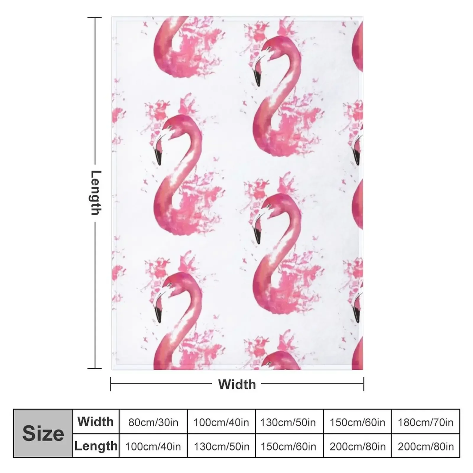 Pink Flamingo Watercolour Splash Artwork Throw Blanket Loose Multi-Purpose anime Blankets