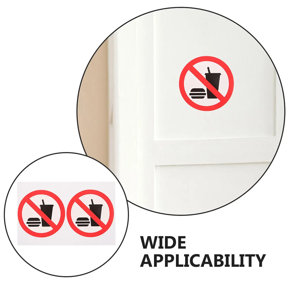 4 قطعة لا الغذاء أو الشراب ملصق ذاتية اللصق التصميم الحديث لمطعم مقهى مكتب باب جدار علامة تحذير الاستخدام الداخلي في الهواء الطلق #3