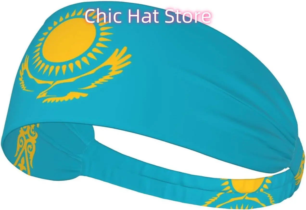 

Flag of Kazakhstan Elastic Exercise Headband, Fitness Exercise Yoga Cycling Headband, Outdoor Sports Elastic Sweat-Absorbing Hea