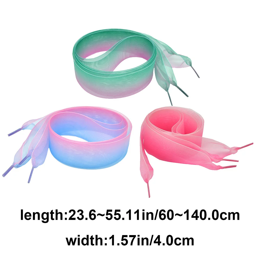 3 قطعة أربطة الحذاء الشفافة 0.8 متر واسعة الشيفون قوس قزح اللون تغيير الأربطة للأحذية الملونة رباط الحذاء استبدال دائم #2