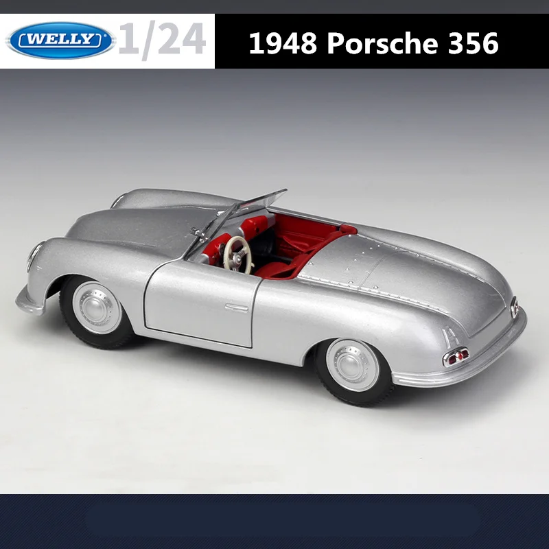 WELLY 1:24 Porsche 356 No. 1 Roadster Alloy Retro Old Race Car Model Diecast Metal Toy Sports Car Model Simulation Children Gift