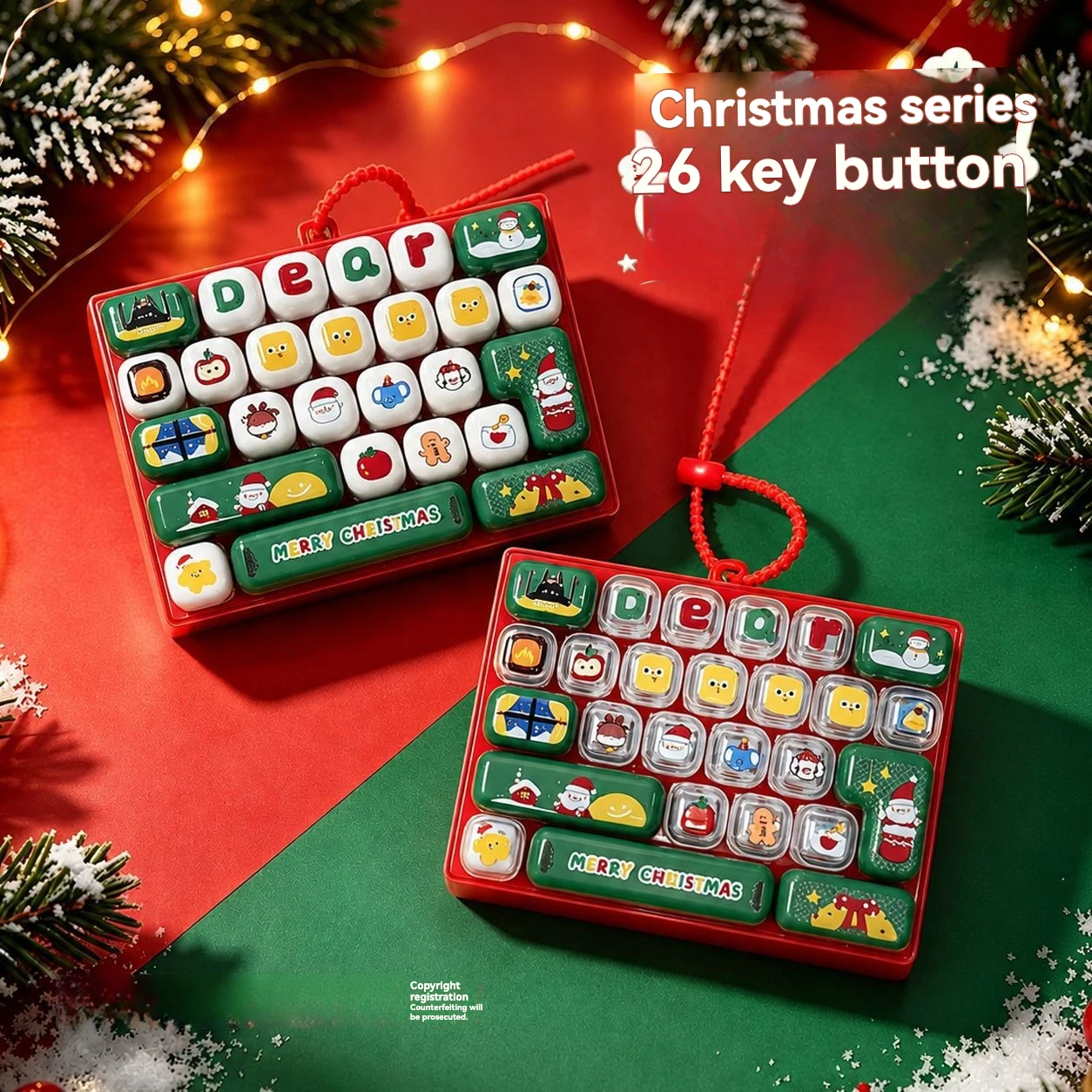 New Halloween and Christmas Creative Decompression DIY Button 26 Key Soft Elastic Pendant Cute cartoon Keychain Gift
