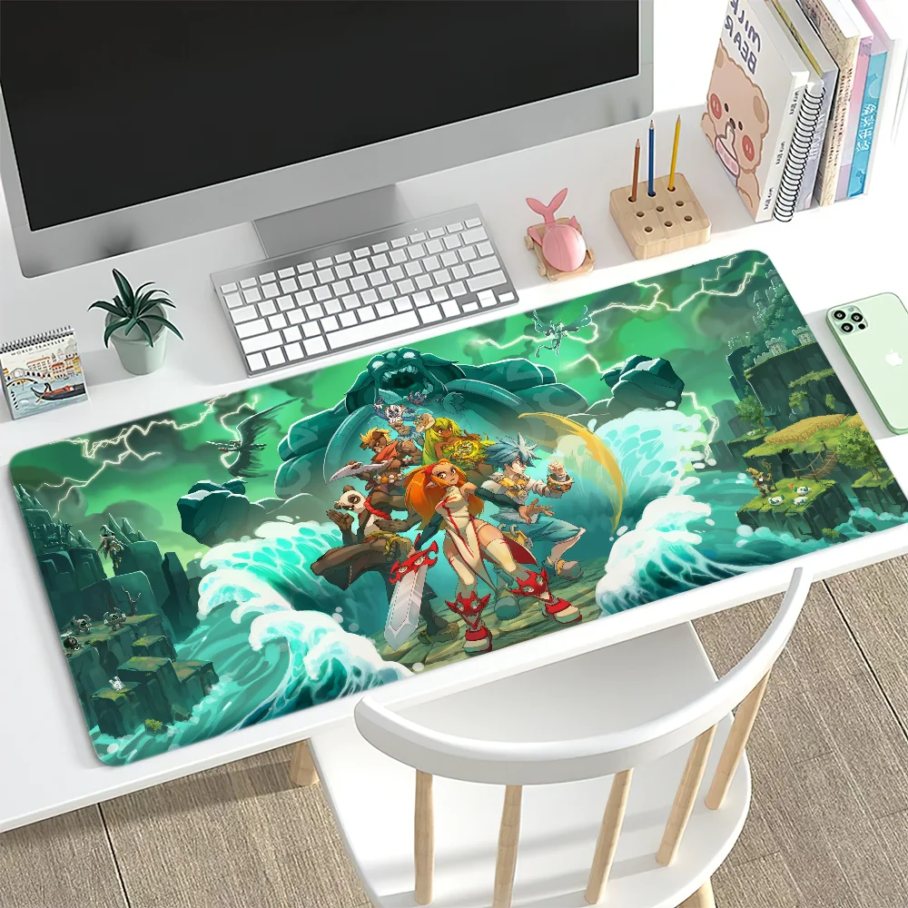 لعبة W-Wakfu Cool لألعاب الكمبيوتر، لوحة مفاتيح كبيرة للمكتب، لوحة ماوس كبيرة مضادة للانزلاق، ماوس مطاطي للكمبيوتر الشخصي